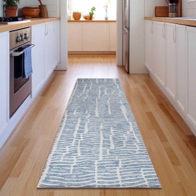 Premium Washable Super Soft Modern Glam Mayfield Rug - Blue - 2' 3" x 7' 6" - Runner