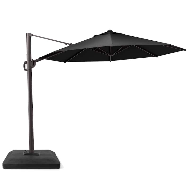 Patio Cantilever Offset Umbrella with 360-degree Rotation Crank and Tilt, Base Included