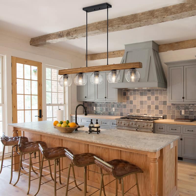 43 in. Kitchen Island Chandelier with Ripple Glass