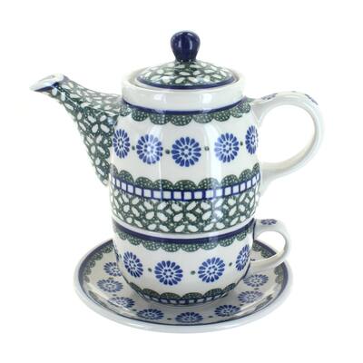 Blue Rose Polish Pottery 423 Caramika Artystyczna Tea for One