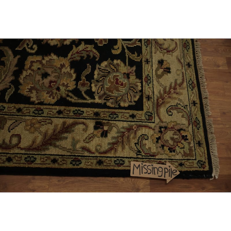 Hand Knotted Oriental 100% Wool Carpet Traditional All-Over Black Agra Area Rug - 8' 5'' X 5' 7''
