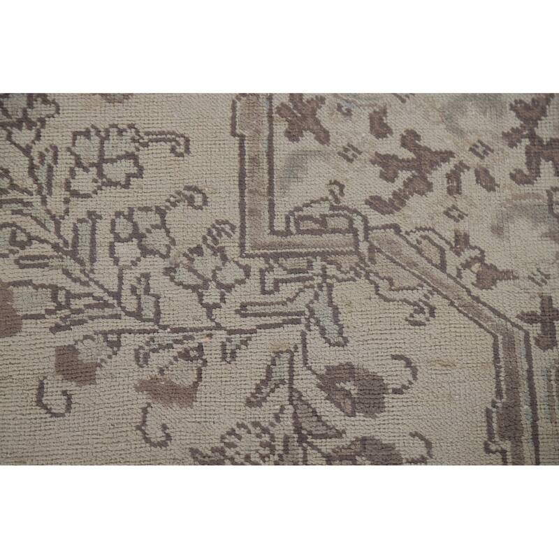 Hand Knotted Oriental 100% Wool Carpet Traditional Medallion Beige & Ivories Tabriz Area Rug - 10' 9'' X 7' 8''