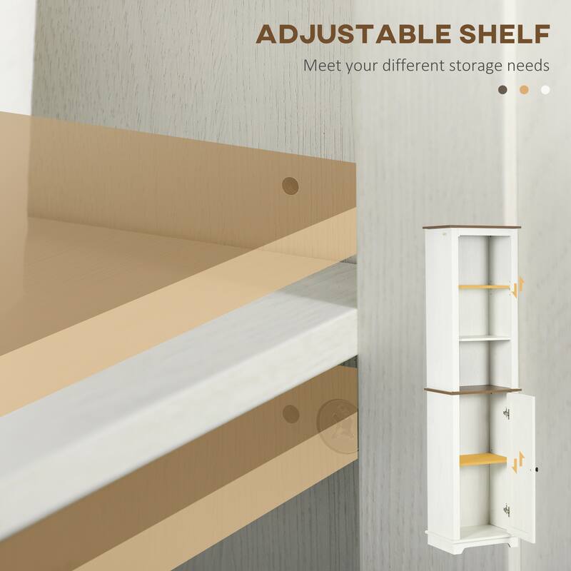 Kleankin Slim Bathroom Storage Cabinet With Triple Open Shelves