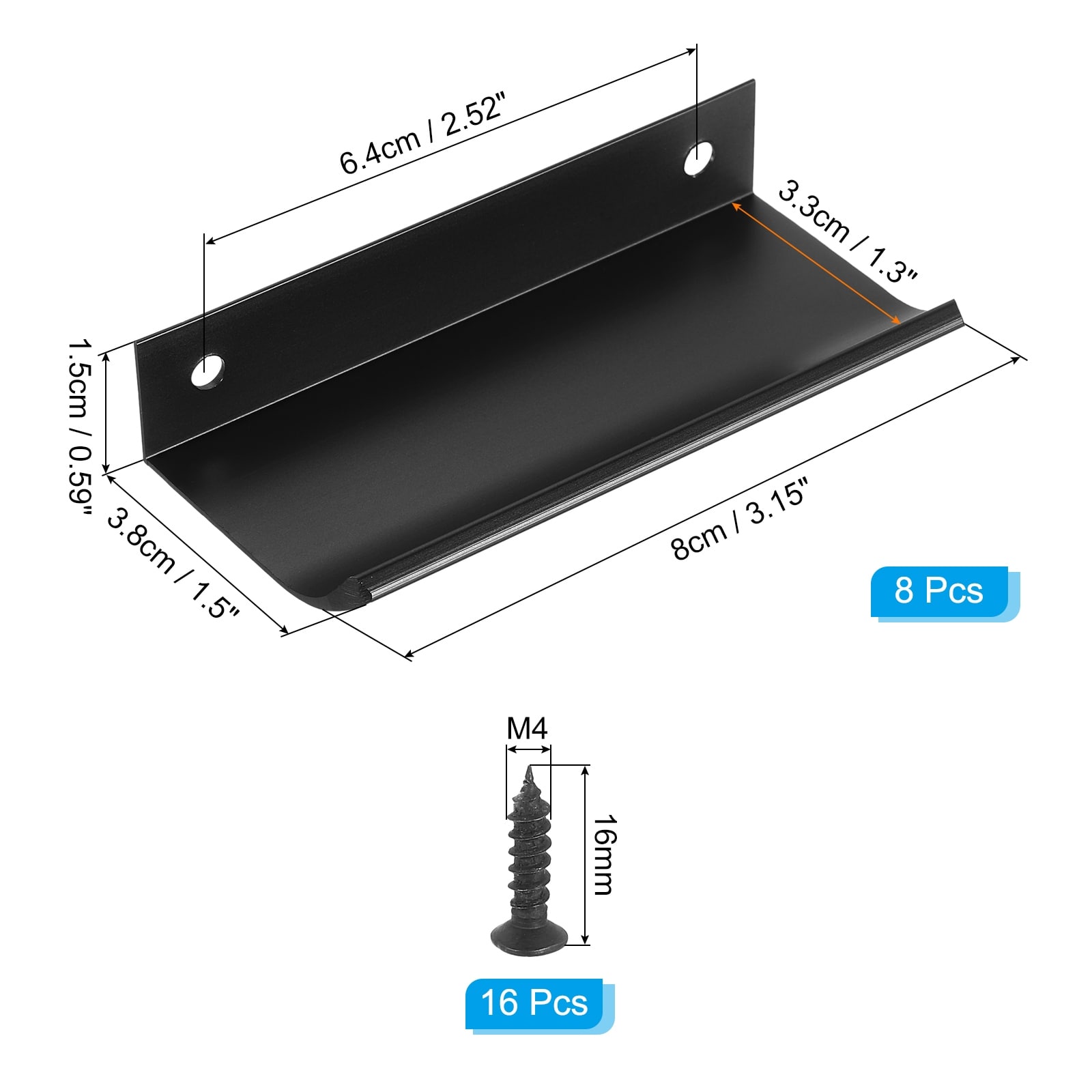 Mount Finger Edge Pull, Aluminum Alloy Concealed Handle Cabinet Edge Pulls with Screws for Home Kitchen Furniture Door Drawer,