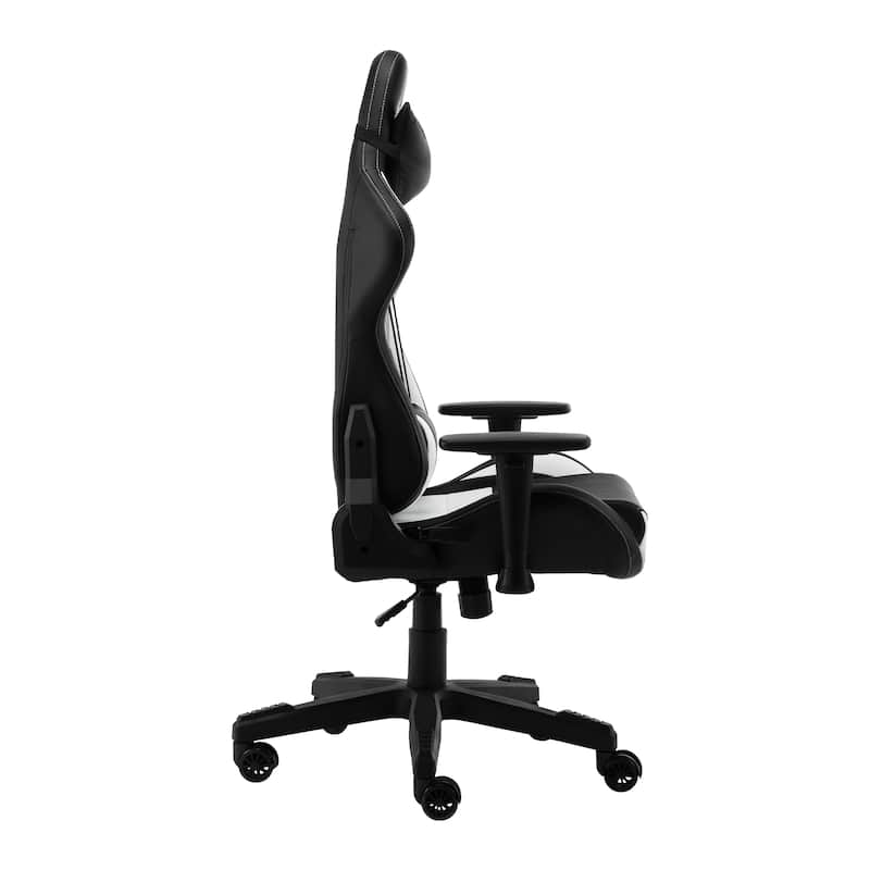 Sport Office-PC Gaming Chair - White, Height Adjustable with Tilt Tension Control, and Padded Armrests