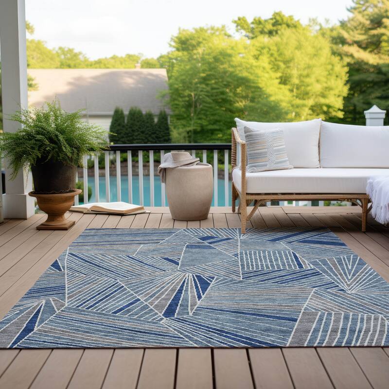 Machine Washable Indoor/ Outdoor Chantille Modern Mosaic Rug