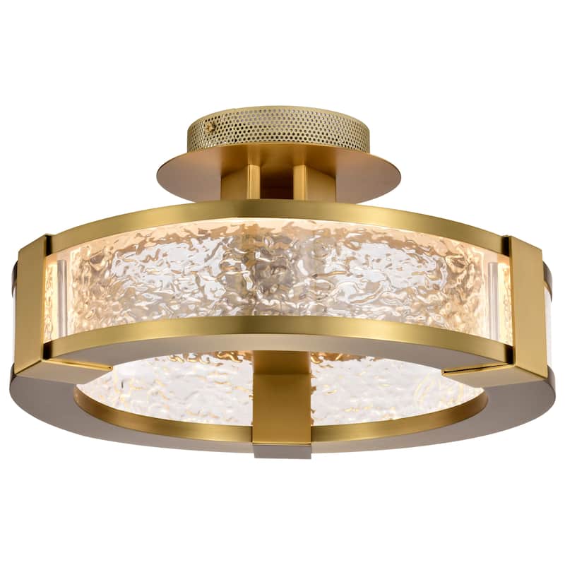 Darrow - 13 Inch LED Semi Flush - Vintage Brass - Acrylic Panels - Vintage Brass