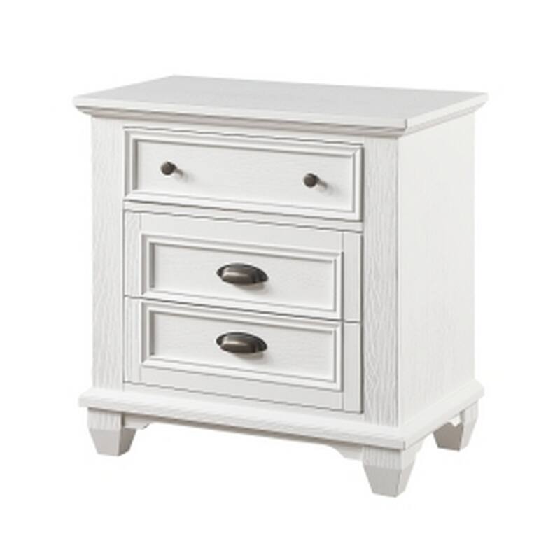 White/Bronze 3 Drawer 17.5 in. W Nightstand with Sturdy Hardware and Ample Storage