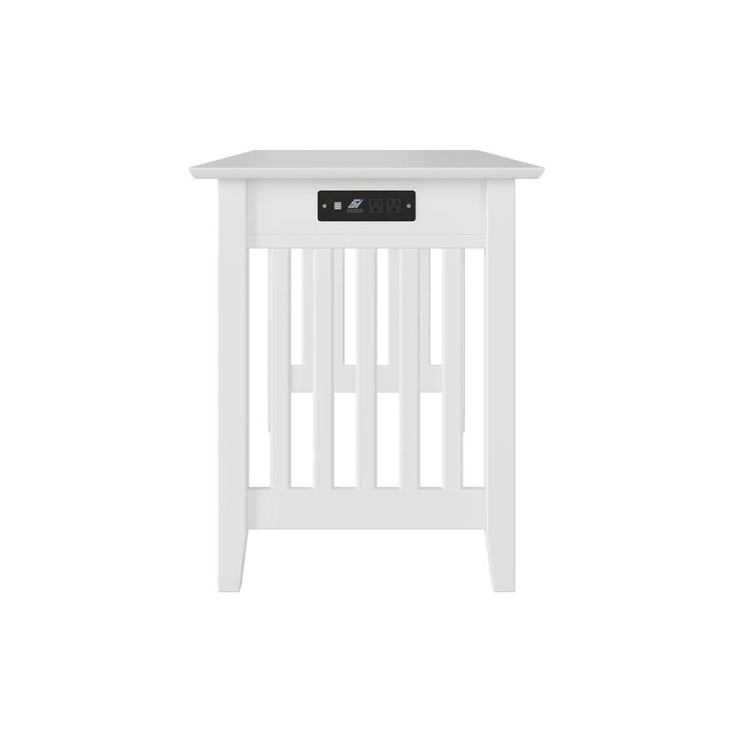 Mission Writing Desk with Drawer and Built In USB Charger in White