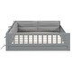 preview thumbnail 10 of 17, Solid Pine Wood Full Size Upholstered Platform Bed with Guardrail and Pillow, Not Need Box Spring, for Kids Girls Boys