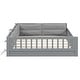 preview thumbnail 19 of 18, Solid Wood Full Size Floor Platform Bed with Upholstered Guardrail