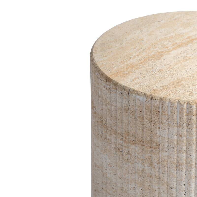 Studio London Maru Travertine Effect Side Table for Indoor and Outdoor - 18.1'' H X 11'' W X 15.8'' D