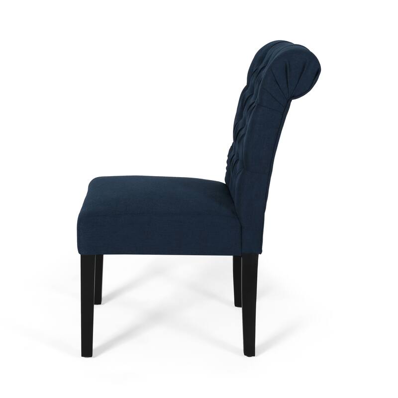Modern Set of 2 Dining Chairs with Tufted Diamond-Stitched Backrest, Padded Seat, Solid Wood Legs for Dining Room, Living Room
