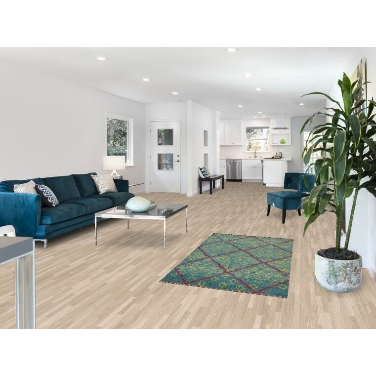 Turquoise Trellis Moroccan Plush Accent Rug Handmade Wool Carpet - 3'0" x 5'4"