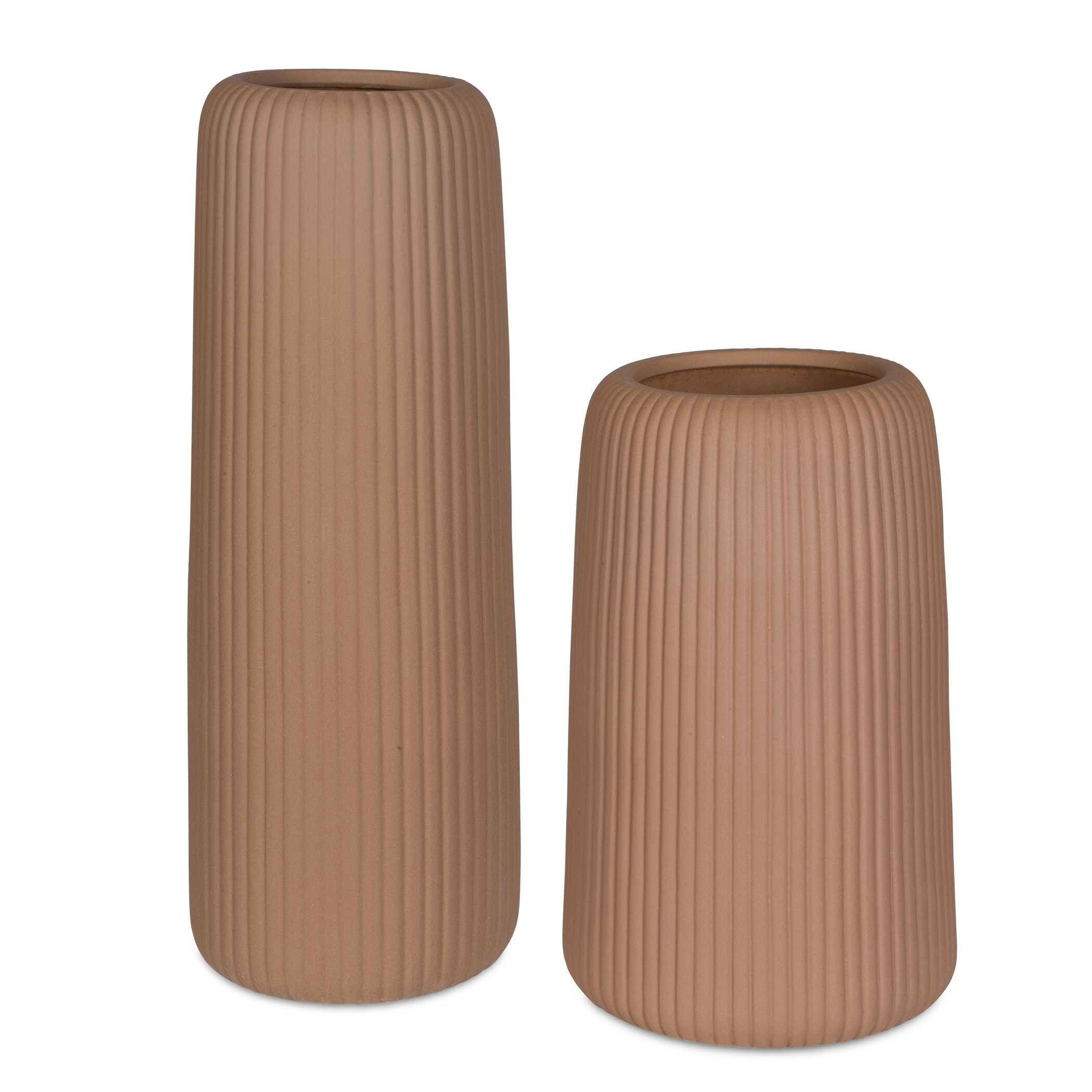 Uttermost Ridge Light Brown Vases (Set of 2)