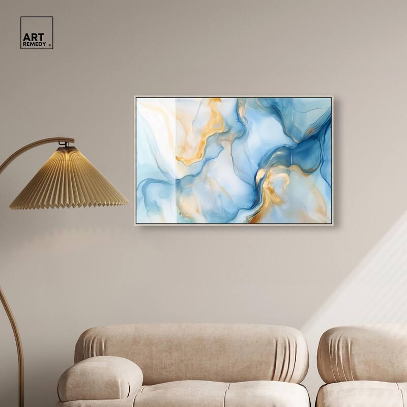 Blue Veined Gold Canvas by Art Remedy