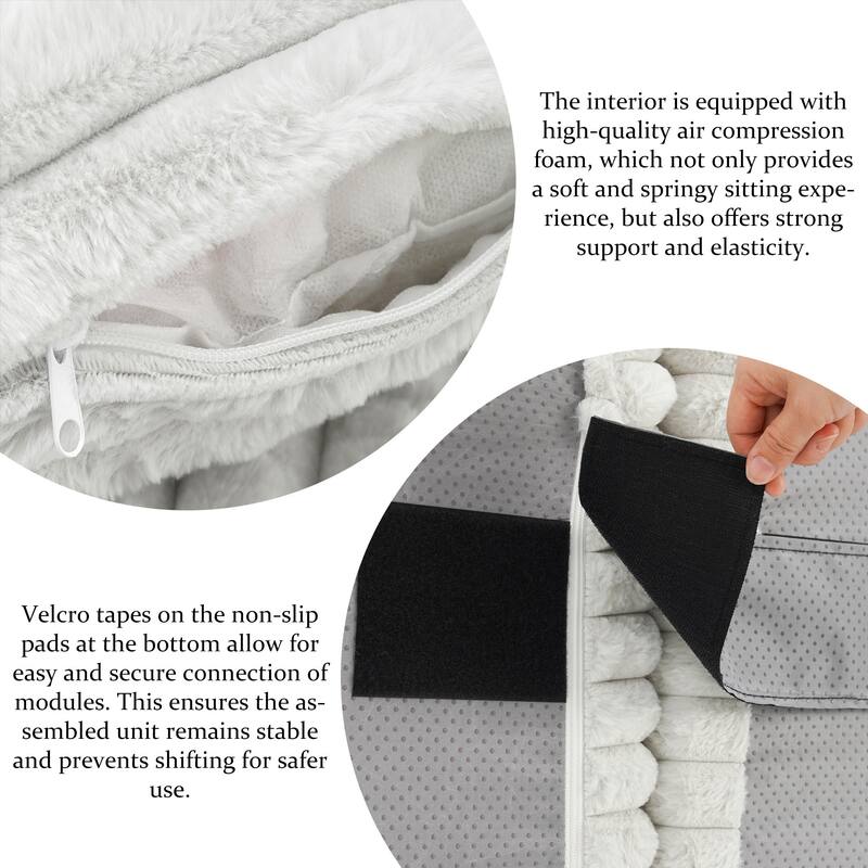 Corduroy Oversized Low-back Modular Loveseat Chaise with Pillow