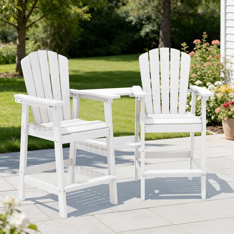 Outdoor Tall Adirondack Chair Set of 2 with Connecting Tray