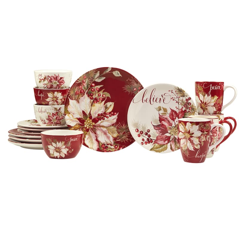 Certified International Winters Joy 16 Piece Dinnerware Set, Service for 4