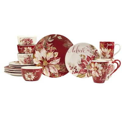 Certified International Winters Joy 16 Piece Dinnerware Set, Service for 4