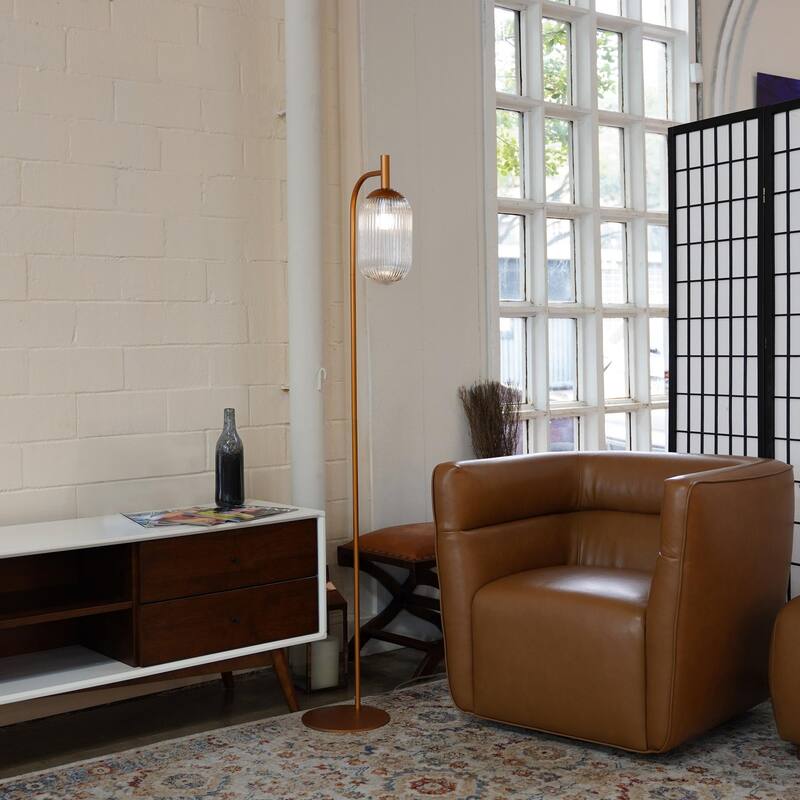 Stylish Modern Living Room Floor Lamp with Glass Shade - Bronze