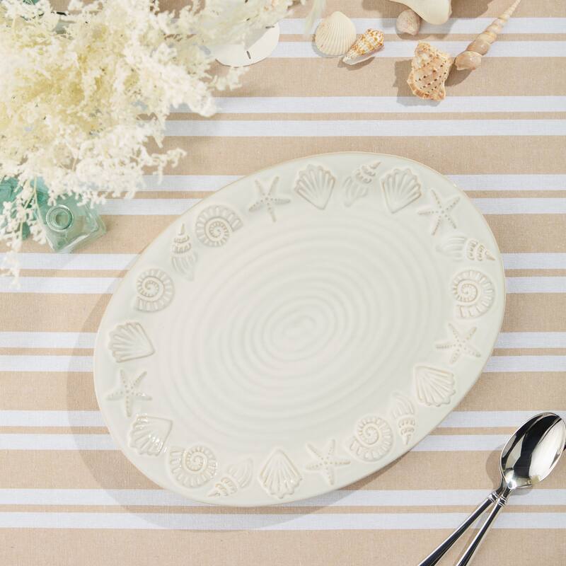 Certified International Coastline Cream Oval Platter 16" x 12" - 16.00"L x 12.00"W x 1.25"H