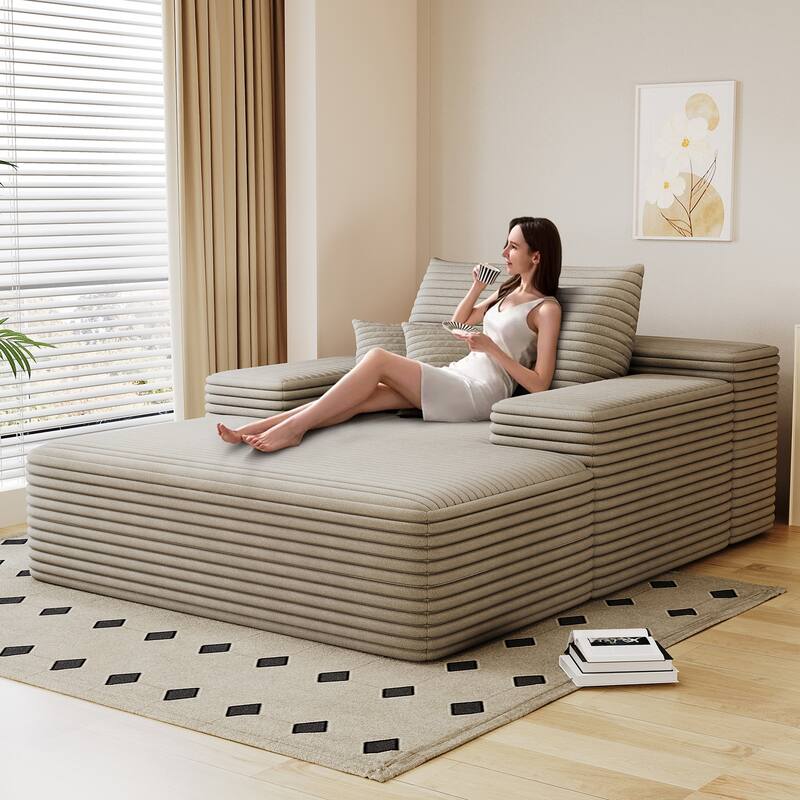 51.2″ Corduroy 2-Seater Cloud Sofa with 600 lb Capacity & Ergonomic Pillows, No Assembly