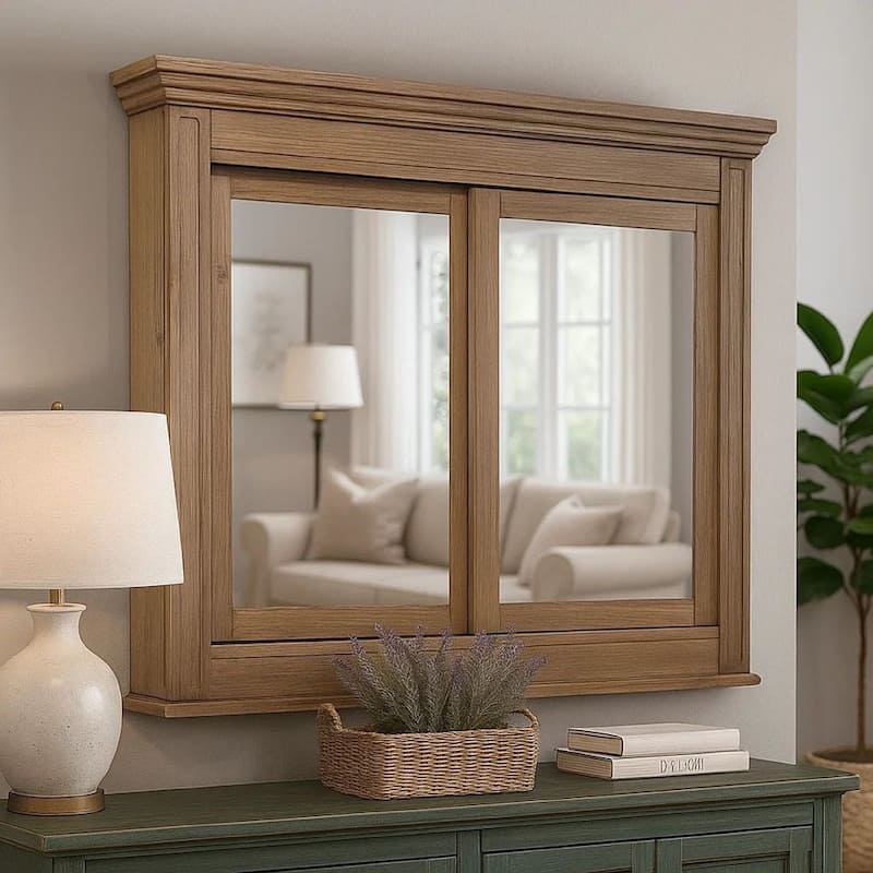 5 MM Beveled Cabinet Mirror with Storage, Brown