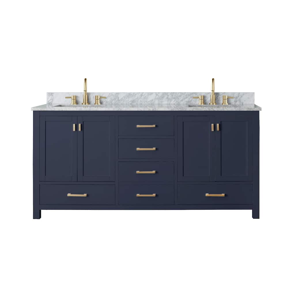 Avanity Modero 73" Free Standing Double Basin Vanity Set with Wood - Navy Blue
