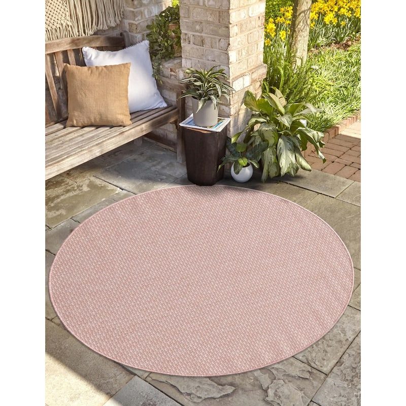 Outdoor Amsterdam Collection Area Rug - Whisper Pink - 7'10" Round