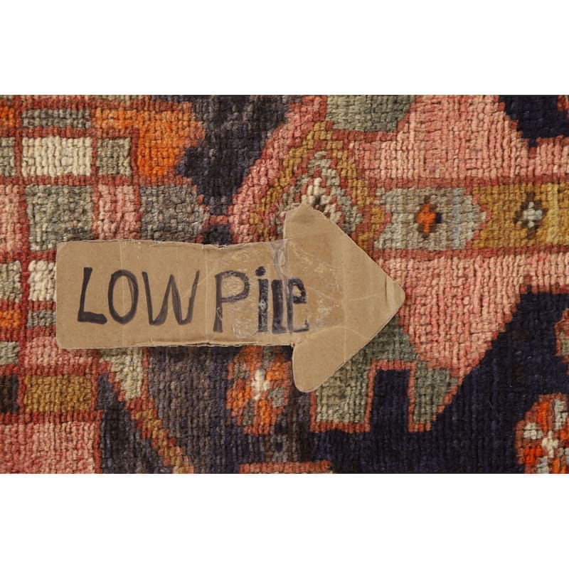 Geometric Hamedan Persian Vintage Runner Rug Hand-knotted Wool Carpet - 3'6"x 10'6"