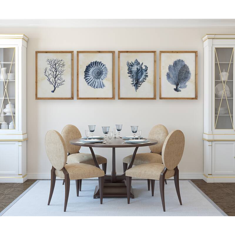 Wood Framed Wall Art with Shells & Coral
