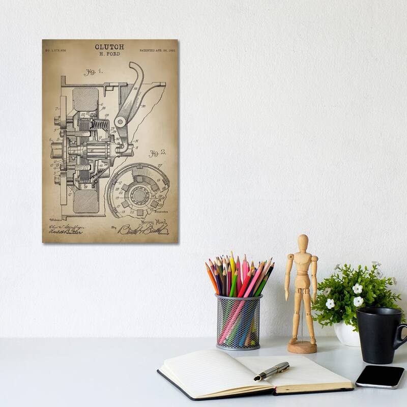 iCanvas "Ford Clutch" by PatentPrintStore Canvas Print - 12x8x0.75