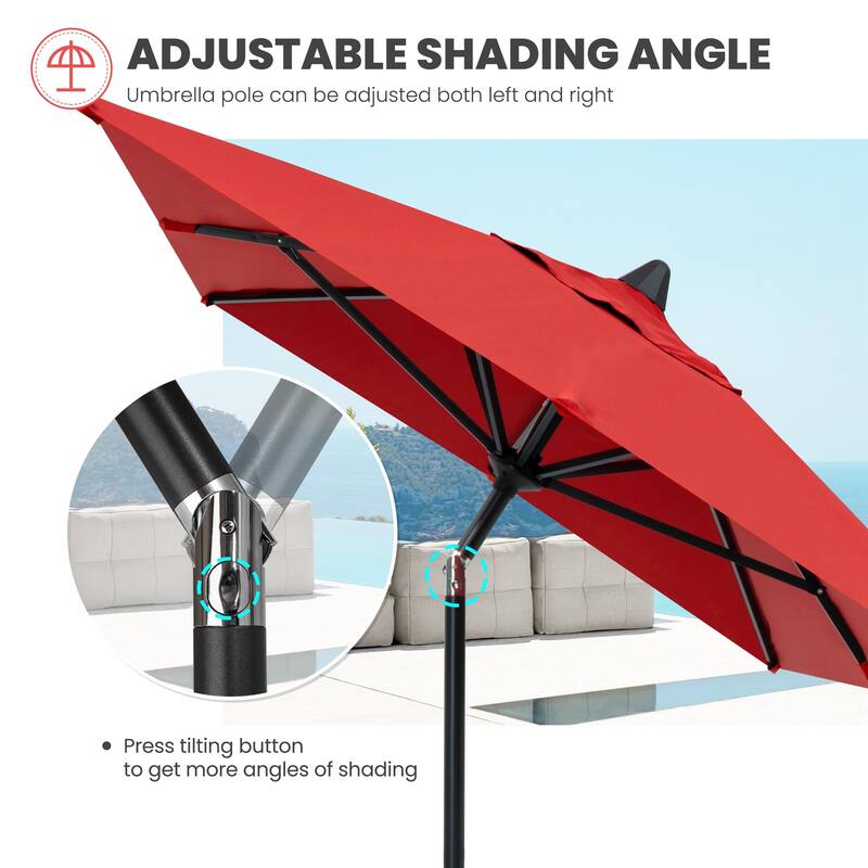 Crestlive Products 9 x 5 FT Patio Outdoor Rectangular Market Umbrella with Base