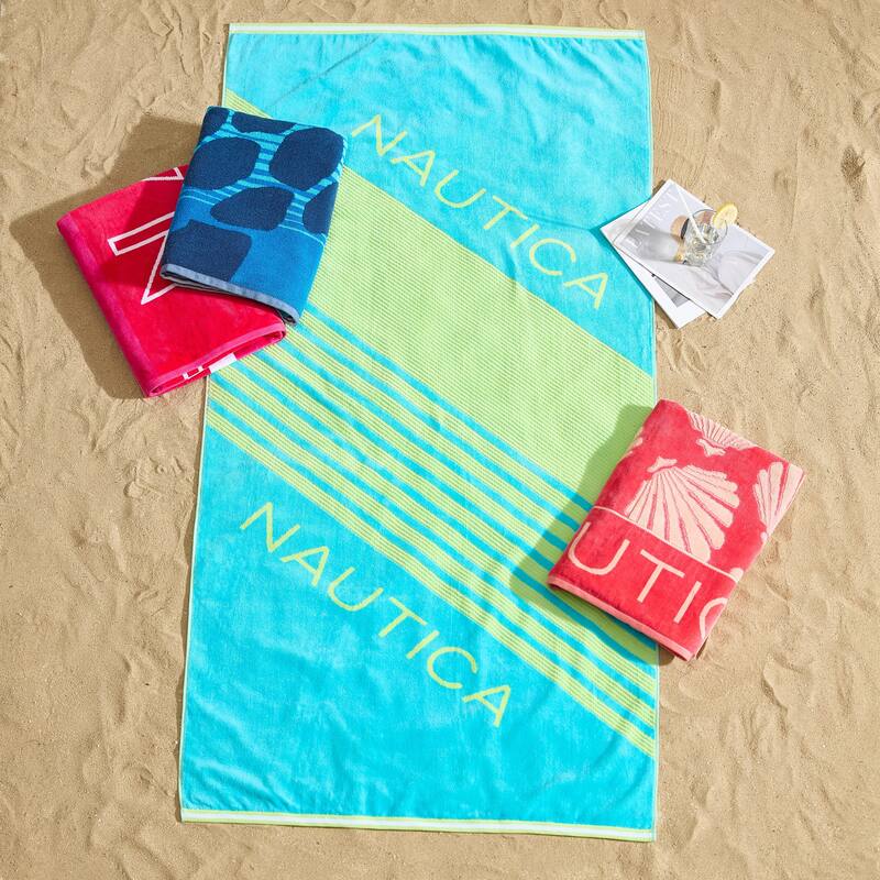 Nautica Printed Jacquard 2 Piece Beach Towel Set - 2 Piece