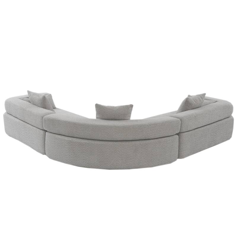 3-Piece Curved Sofa, Oversized Boucle Couch, Flexible for Living Room