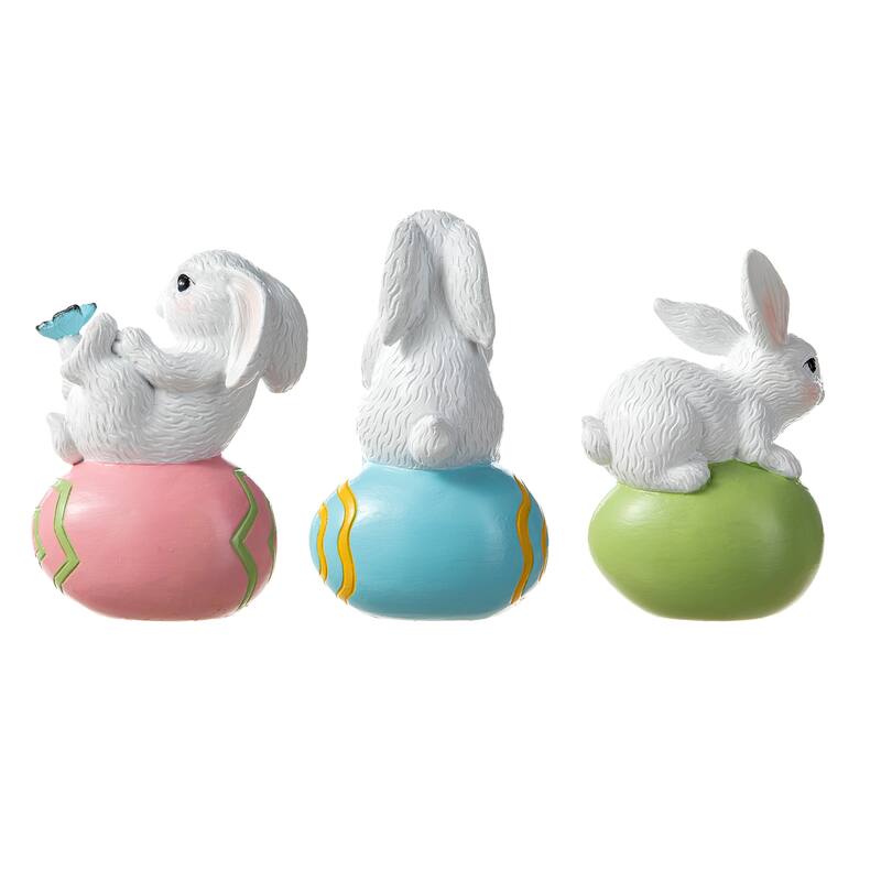 Glitzhome Easter Resin Bunny Table Decor Rabbit Figurines Lovely Gifts