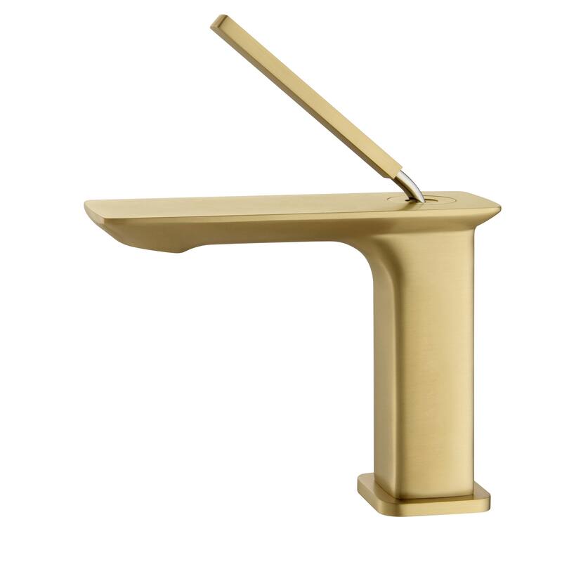 Modern Square Deck Mounted Single Hole Bathroom sink Faucet in Black