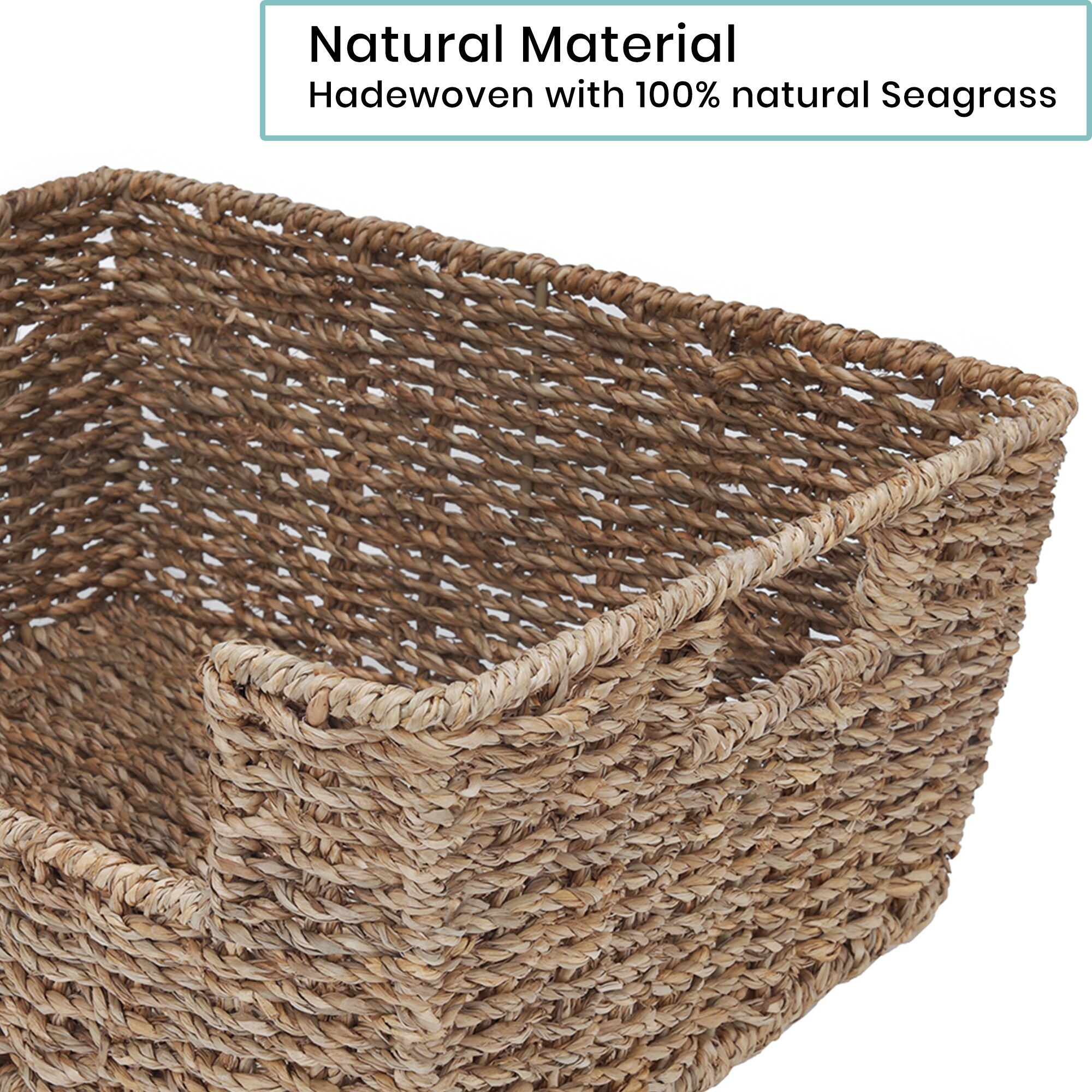 StorageWorks Small Wicker Baskets, Handwoven Baskets for Storage, Seagrass  Rattan Baskets with Wooden Handles, 2-Pack