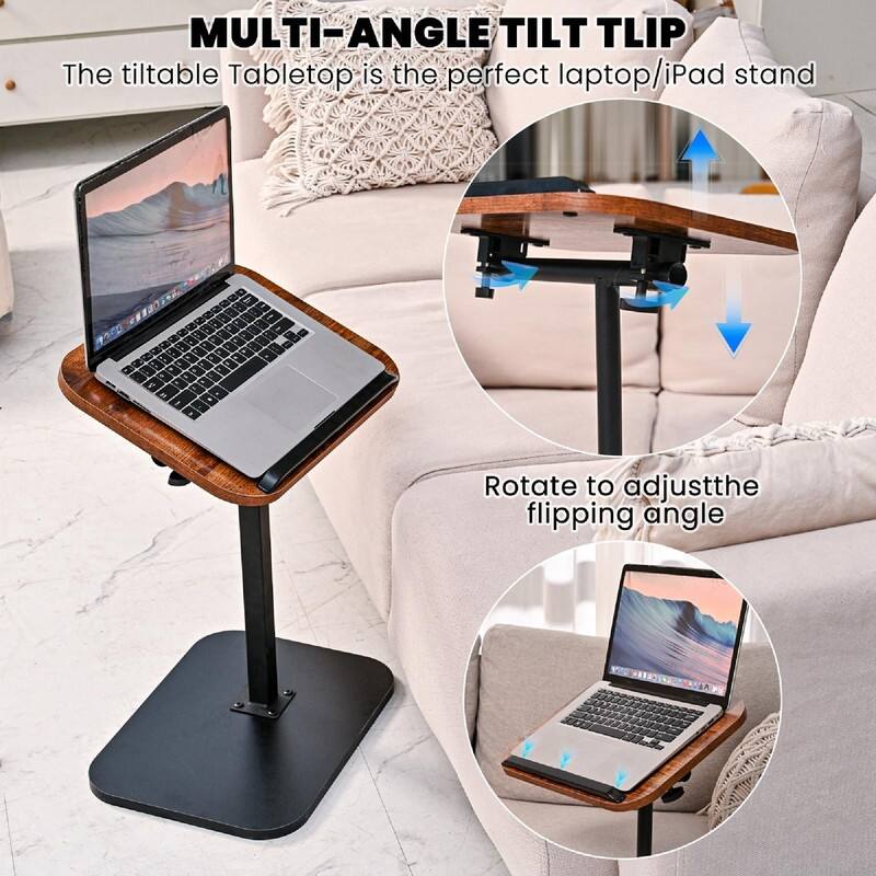 C Table End Table Adjustable Height - 15.7"D x 11.8"W x 30"H