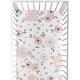 preview thumbnail 1 of 4, Watercolor Floral Collection Girl Cotton Fitted Crib Sheet - Blush Pink, Grey and White Boho Shabby Chic Rose Flower 100% Cotton