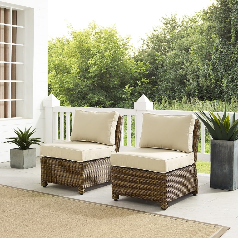Crosley Bradenton 2Pc Outdoor Wicker Chair Set - Weathered Brown