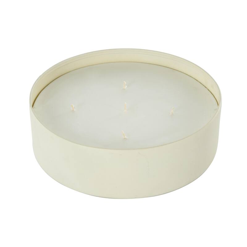 Cream, Black or Beige Metal Scented Textured 59oz 5 Wick Decorative Candle with White Wax