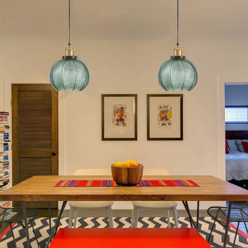 2 Light bulbs light green kitchen lights aluminum, glass, iron, metal pendant light