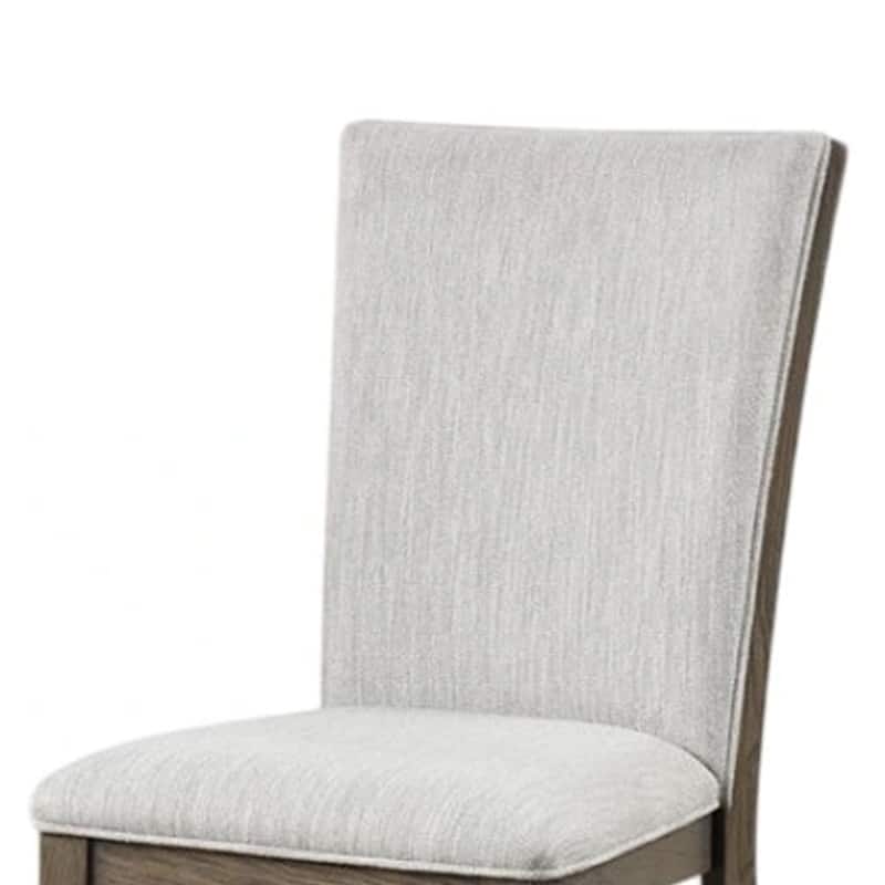 Clema Side Dining Chair Set of 2, Oak Brown Wood, Gray Fabric and Foam