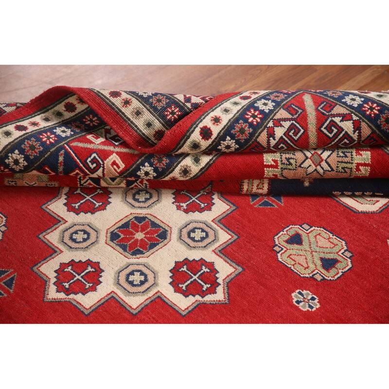 Red Kazak Area Rug Hand-Knotted Wool Carpet - 6'8" x 9'3"