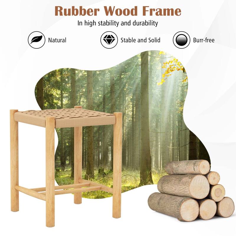 Costway Dining Stool Set of 2/4 18'' Backless with Rubber Wood Frame - Natural