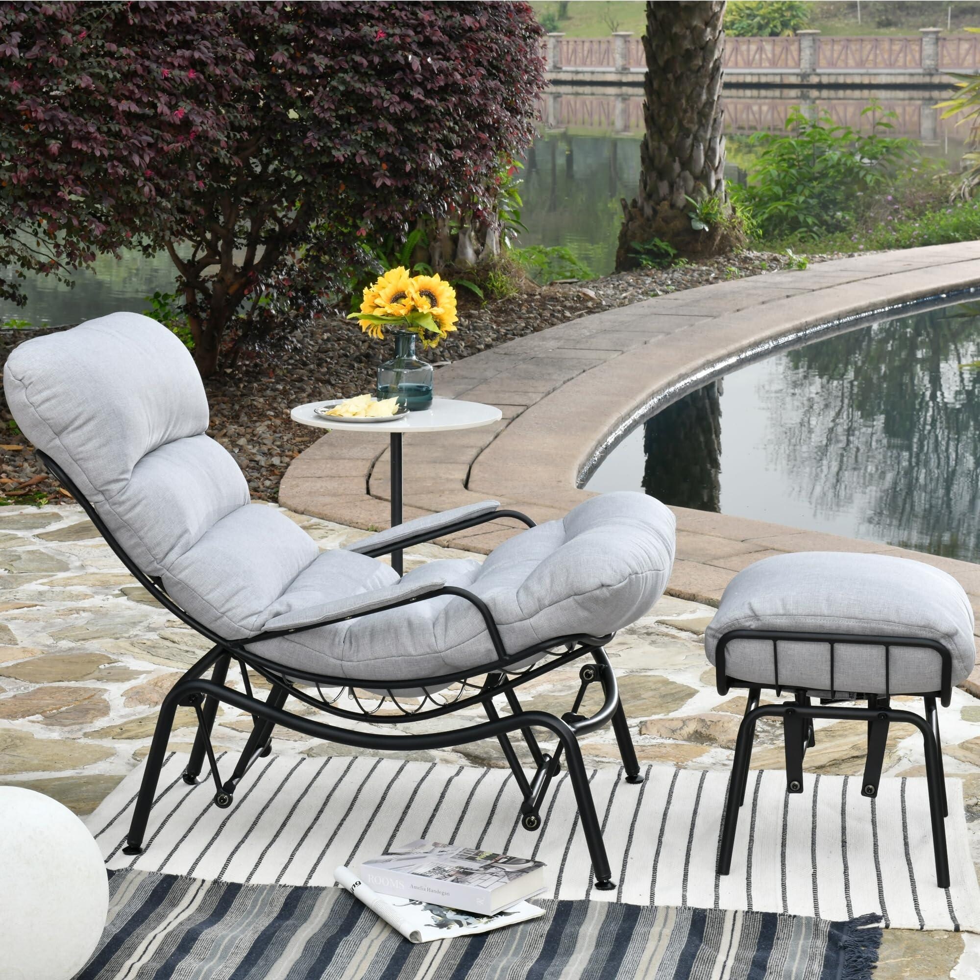Outdoor rocking chair with ottoman sale