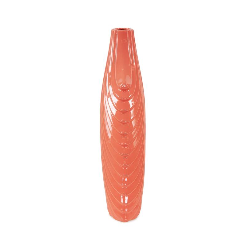Allan Andrews Glossy Light Coral Textured Ceramic Vase