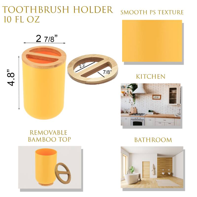 Yellow Padang Bathroom Accessory Set 7-Pieces Bamboo